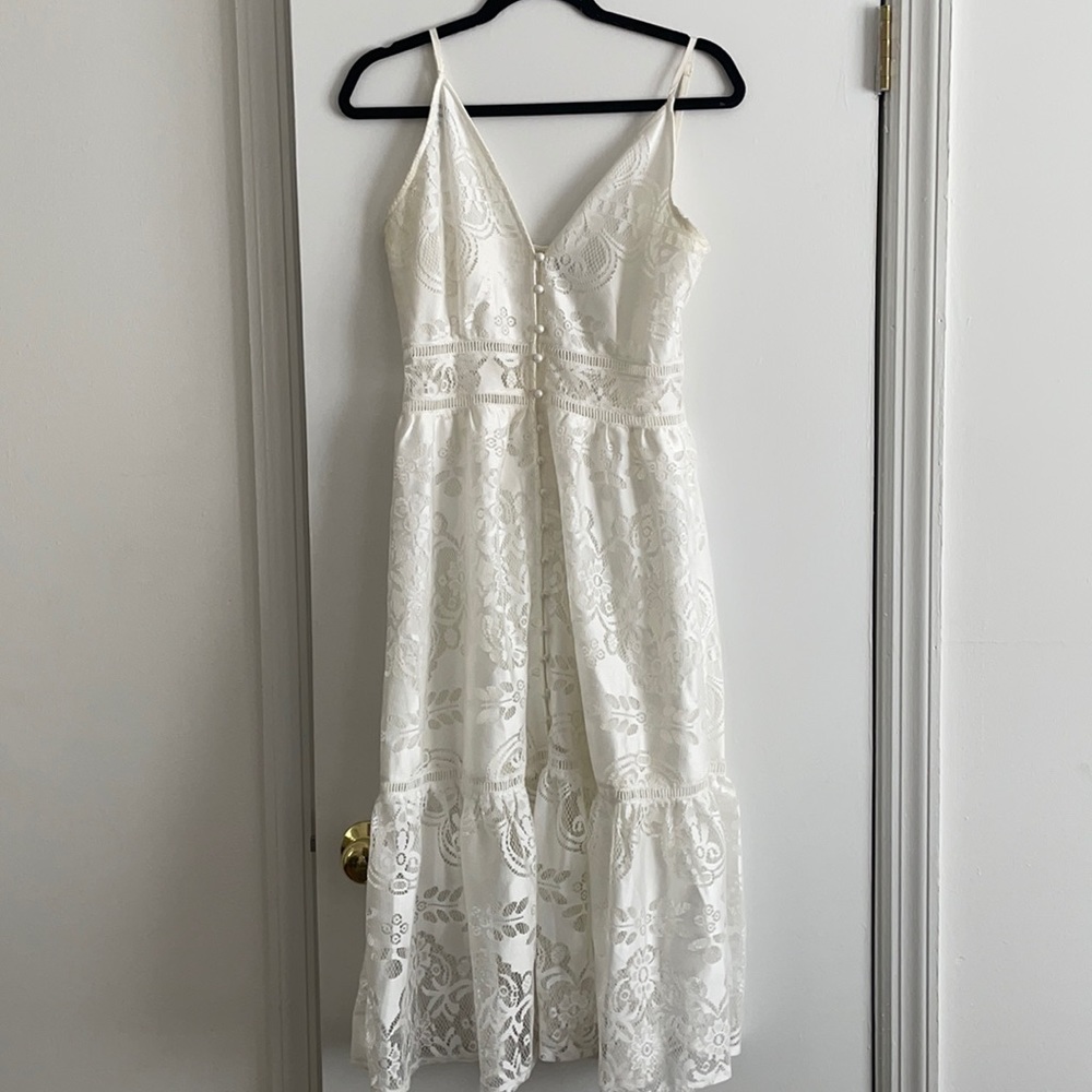 White Lace Midi Dress